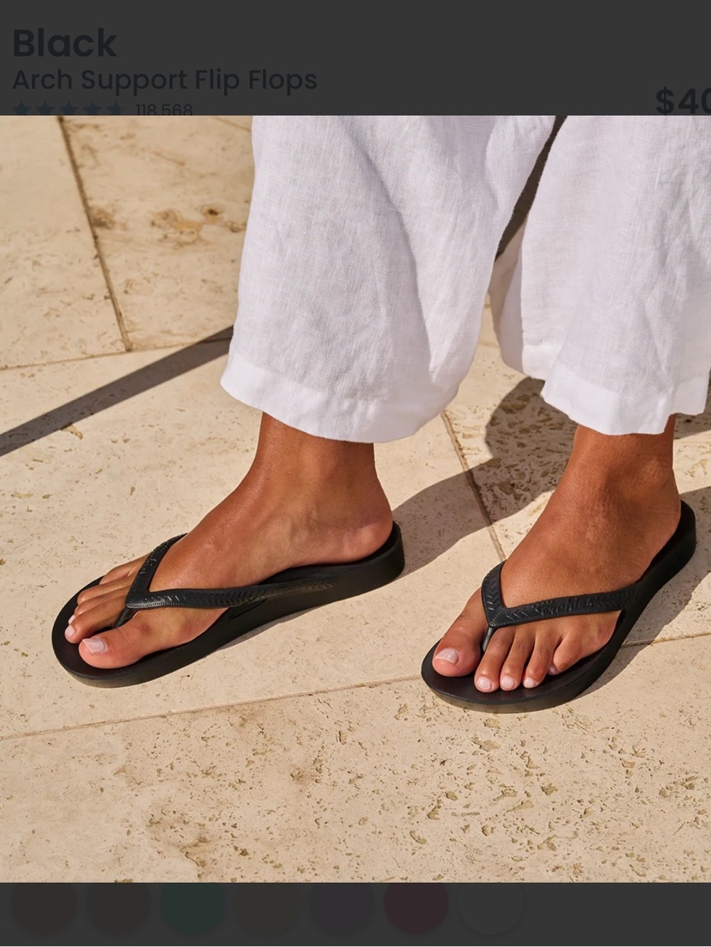 Women's Black Textured Strap Flip Flops